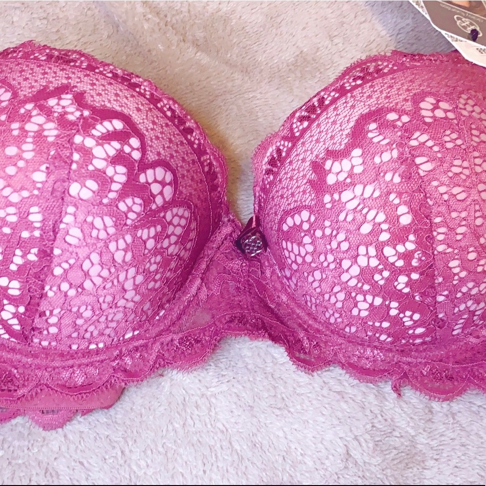36B Mauve Laced Push-Up Bra